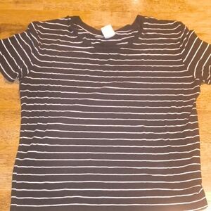 Black and White Striped Short Sleeve Tee